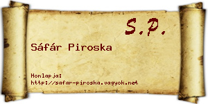 Sáfár Piroska névjegykártya